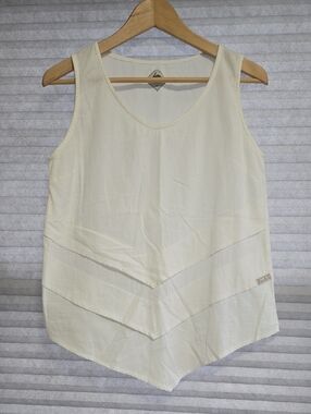 Blanc Du Nil Cotton Sleeveless White V-Neck Layered Hem Top